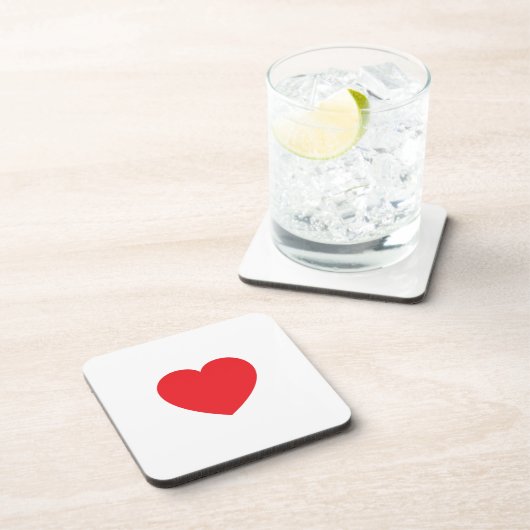 Plain Modern White Red Love Heart Graphic Bier Onderzetter (Rechterzijde)