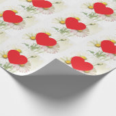Plain Modern White Red Love Heart Graphic Cadeaupapier (Hoek)