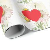 Plain Modern White Red Love Heart Graphic Cadeaupapier (Rol Hoek)