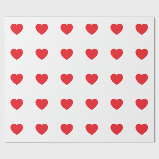 Plain Modern White Red Love Heart Graphic Cadeaupapier (Vlak)