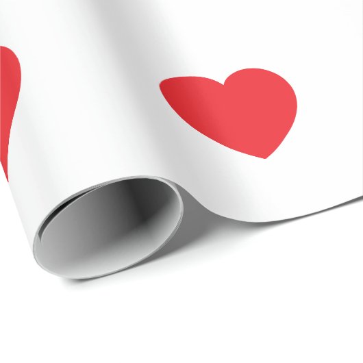 Plain Modern White Red Love Heart Graphic Cadeaupapier (Rol Hoek)