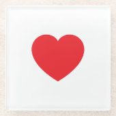 Plain Modern White Red Love Heart Graphic Glazen Onderzetter (Voorkant)