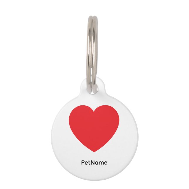 Plain Modern White Red Love Heart Graphic Huisdierpenning (Voorkant)
