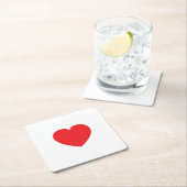 Plain Modern White Red Love Heart Graphic Kartonnen Onderzetters (Insitu)