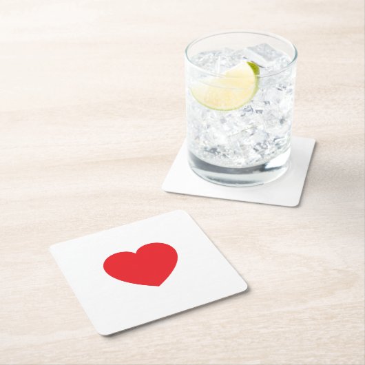 Plain Modern White Red Love Heart Graphic Kartonnen Onderzetters (Insitu)