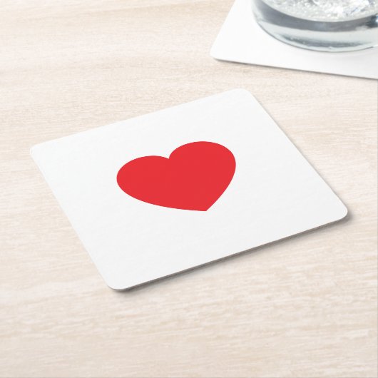 Plain Modern White Red Love Heart Graphic Kartonnen Onderzetters (Schuin)