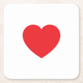 Plain Modern White Red Love Heart Graphic Kartonnen Onderzetters (Voorkant)
