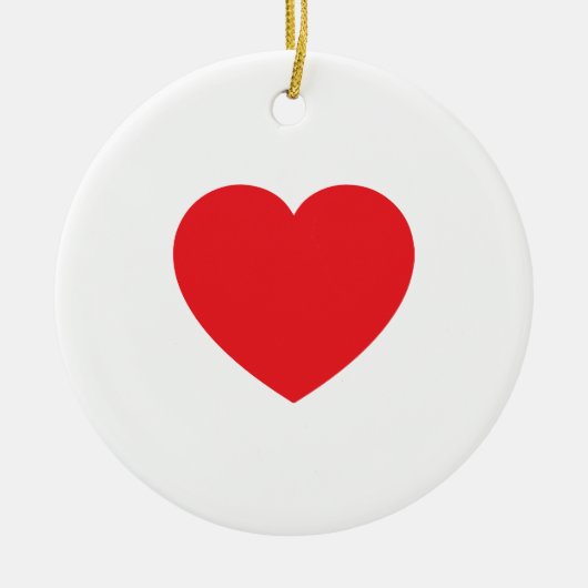 Plain Modern White Red Love Heart Graphic Keramisch Ornament (Voorkant)