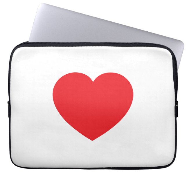 Plain Modern White Red Love Heart Graphic Laptop Sleeve (Voorkant)
