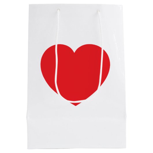 Plain Modern White Red Love Heart Graphic Medium Cadeauzakje (Achterkant)