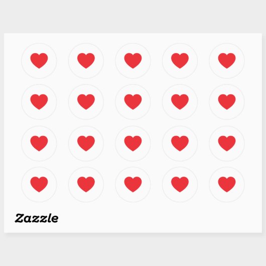 Plain Modern White Red Love Heart Graphic Ronde Sticker (Vel)