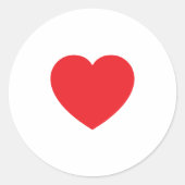 Plain Modern White Red Love Heart Graphic Ronde Sticker (Voorkant)
