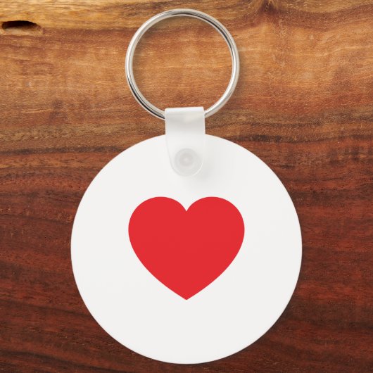 Plain Modern White Red Love Heart Graphic Sleutelhanger (Achterkant)