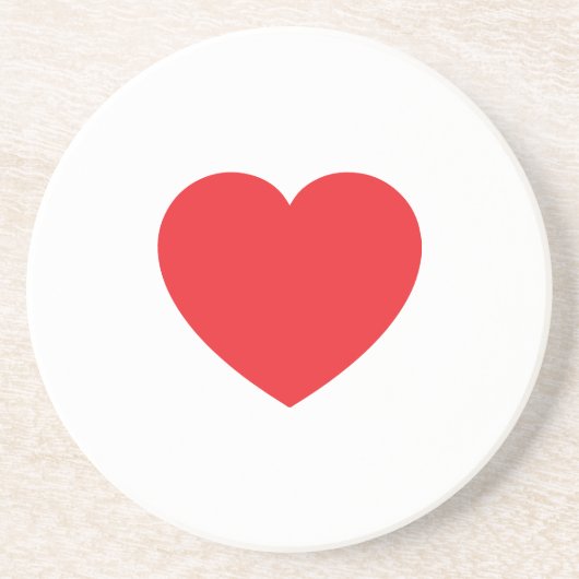 Plain Modern White Red Love Heart Graphic Zandsteen Onderzetter (Voorkant)