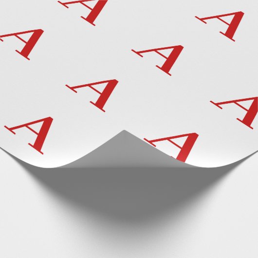 Plain Modern White Red Monogram Initial Letter Cadeaupapier (Hoek)