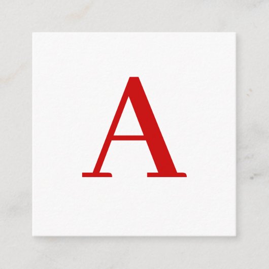 Plain Modern White Red Monogram Initial Letter Informatiekaartje (Voorkant)