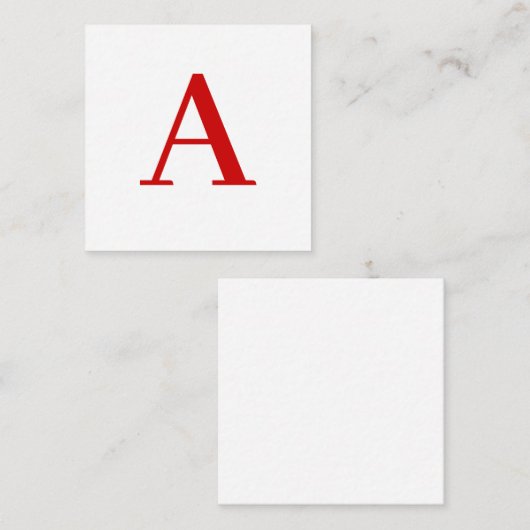 Plain Modern White Red Monogram Initial Letter Informatiekaartje (Voorkant / Achterkant)
