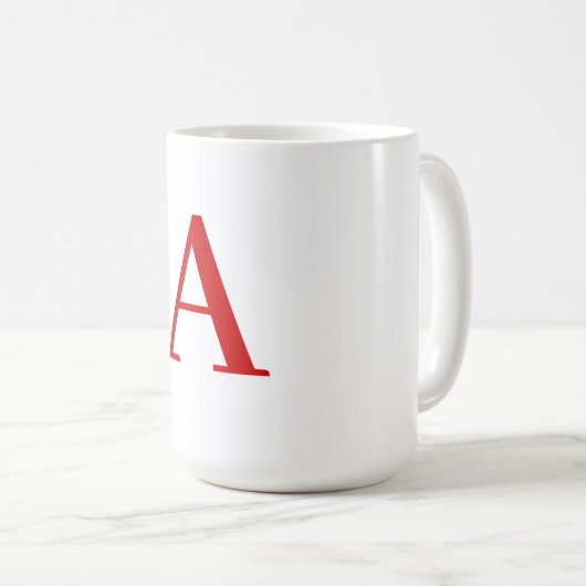 Plain Modern White Red Monogram Initial Letter Koffiemok (Voorkant rechts)