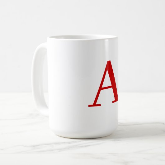 Plain Modern White Red Monogram Initial Letter Koffiemok (Voorkant links)
