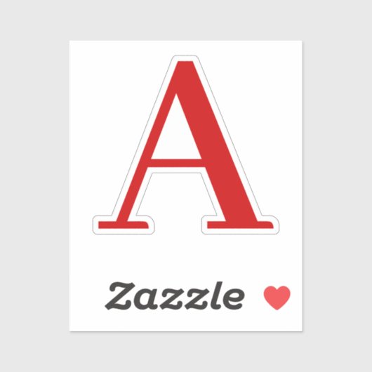 Plain Modern White Red Monogram Initial Letter Sticker (Vel)