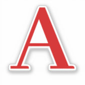 Plain Modern White Red Monogram Initial Letter Sticker (Voorkant)