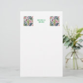 Plain Moderne Minimalistische Naam Bloemengroen Briefpapier (Staand voorkant)