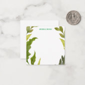 Plain Moderne Minimalistische Naam Bloemengroen Notitiekaartje (Voorkant / Achterkant in situ)