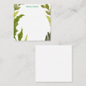 Plain Moderne Minimalistische Naam Bloemengroen Notitiekaartje (Voorkant / Achterkant)