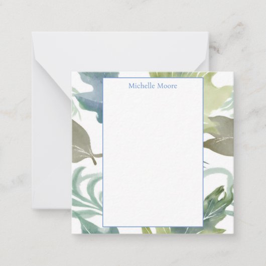Plain Moderne Minimalistische Naam Floral Notitiekaartje (Voorkant)