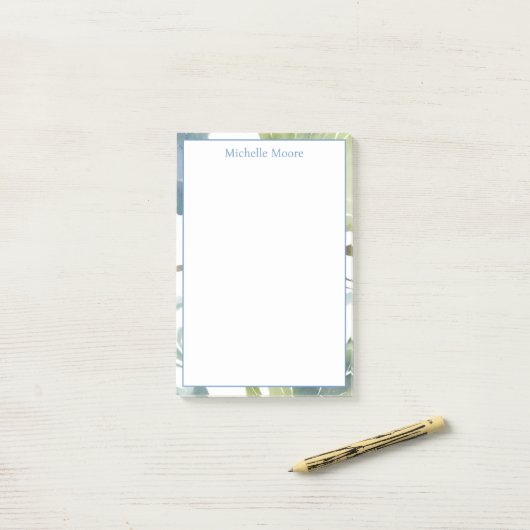 Plain Moderne Minimalistische Naam Floral Post-it® Notes (Op bureau)