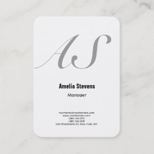 Plain monogram minimalistische elegante witte vetg visitekaartje