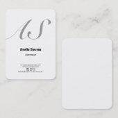 Plain monogram minimalistische elegante witte vetg visitekaartje (Voorkant / Achterkant)