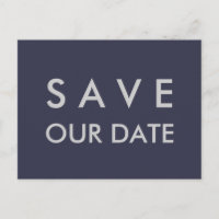 Plain Navy Blauw & Zilver Save the Date