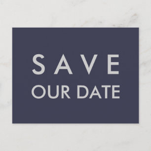 Plain Navy Blauw & Zilver Save the Date Aankondigingskaart