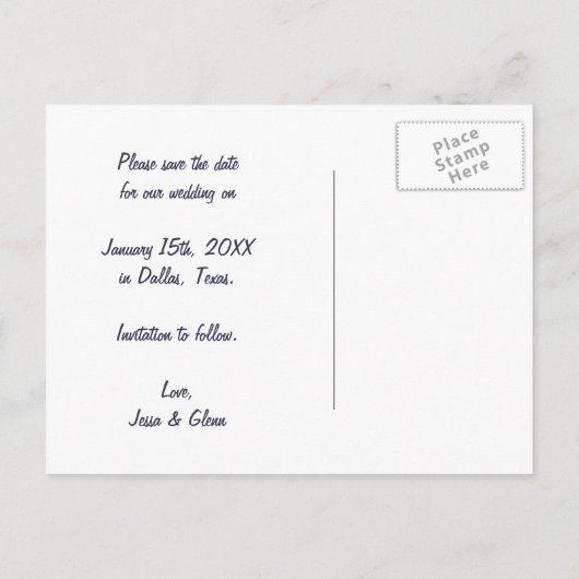 Plain Navy Blauw & Zilver Save the Date Aankondigingskaart (Achterkant)