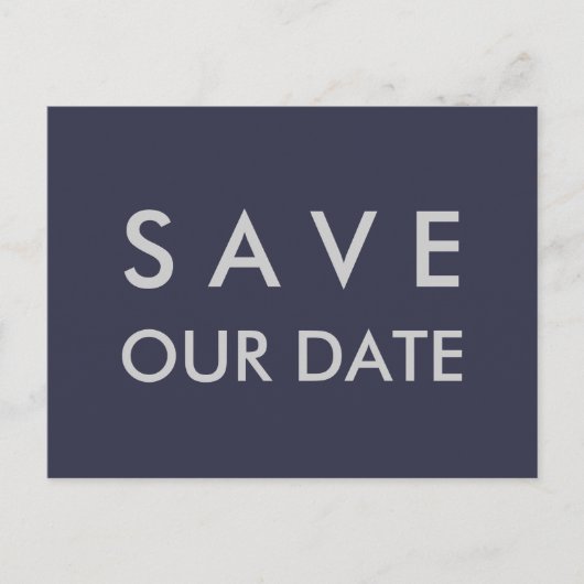 Plain Navy Blauw & Zilver Save the Date Aankondigingskaart (Voorkant)