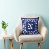 Plain Navy blue background | DamasMonogram Kussen (Stoel)