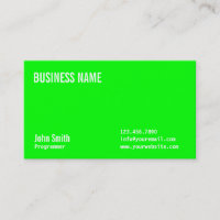 Plain Neon Green Programmer Visitekaartje
