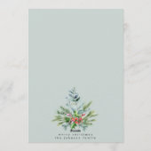 Plain Neutral Waterverf Lush Holly Christmas Feestdagenkaart (Achterkant)