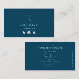 Plain Ocean Blue met monogram en juwelen stijlvol Visitekaartje