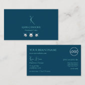 Plain Ocean Blue met Monogram Logo en juwelen Visitekaartje (Voorkant / Achterkant)