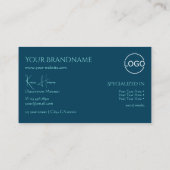 Plain Ocean Blue met Monogram Logo en juwelen Visitekaartje (Achterkant)