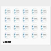 Plain pastel blauw satijnen lint boog dank u ronde sticker (Vel)