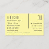 Plain Pastel Geel met Initialen Professional Visitekaartje (Achterkant)