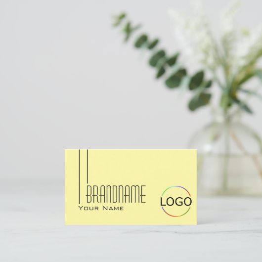 Plain Pastel Geel met Logo en Foto Professional Visitekaartje (Staand voorkant)