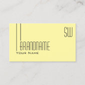 Plain Pastel Geel met monogram en foto Modern Visitekaartje (Voorkant)