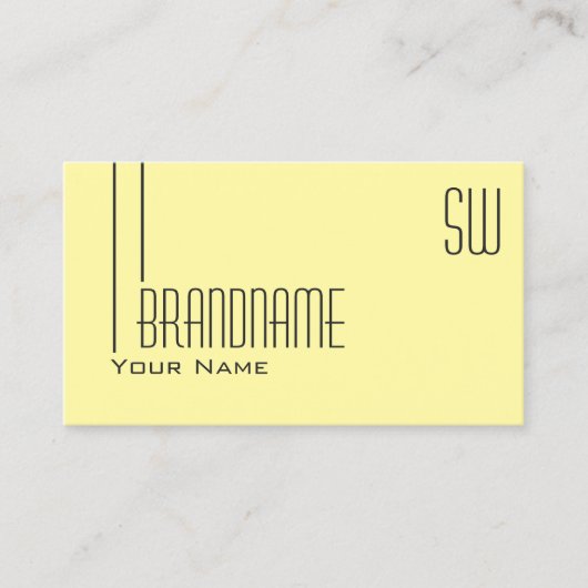 Plain Pastel Geel met monogram en foto Modern Visitekaartje (Voorkant)