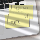 Plain Pastel Geel met monogram Professional Visitekaartje