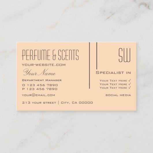 Plain Pastel met grafische Initialen Professional Visitekaartje (Achterkant)