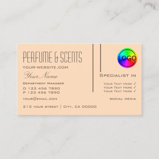 Plain Pastel Peach met Logo Professional Modern Visitekaartje (Achterkant)